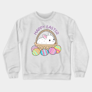 Happy easter a cute bunny in a basket Crewneck Sweatshirt